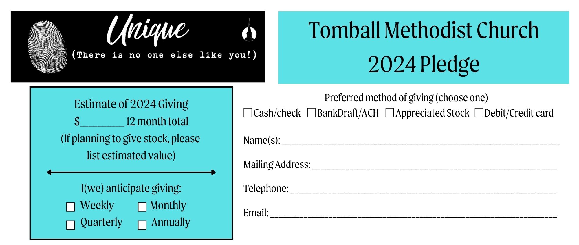 Pledge 2024 Tomball Methodist Church   2024 Pledge Card 